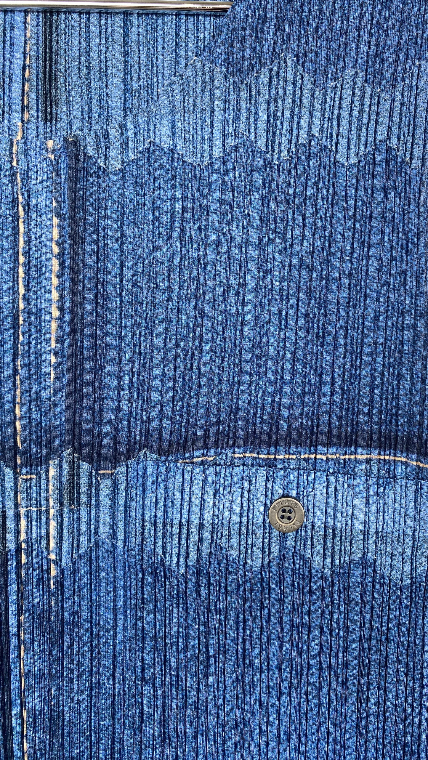 ISSEY MIYAKE PLEATS PLEASE denim tromp loeil print dress