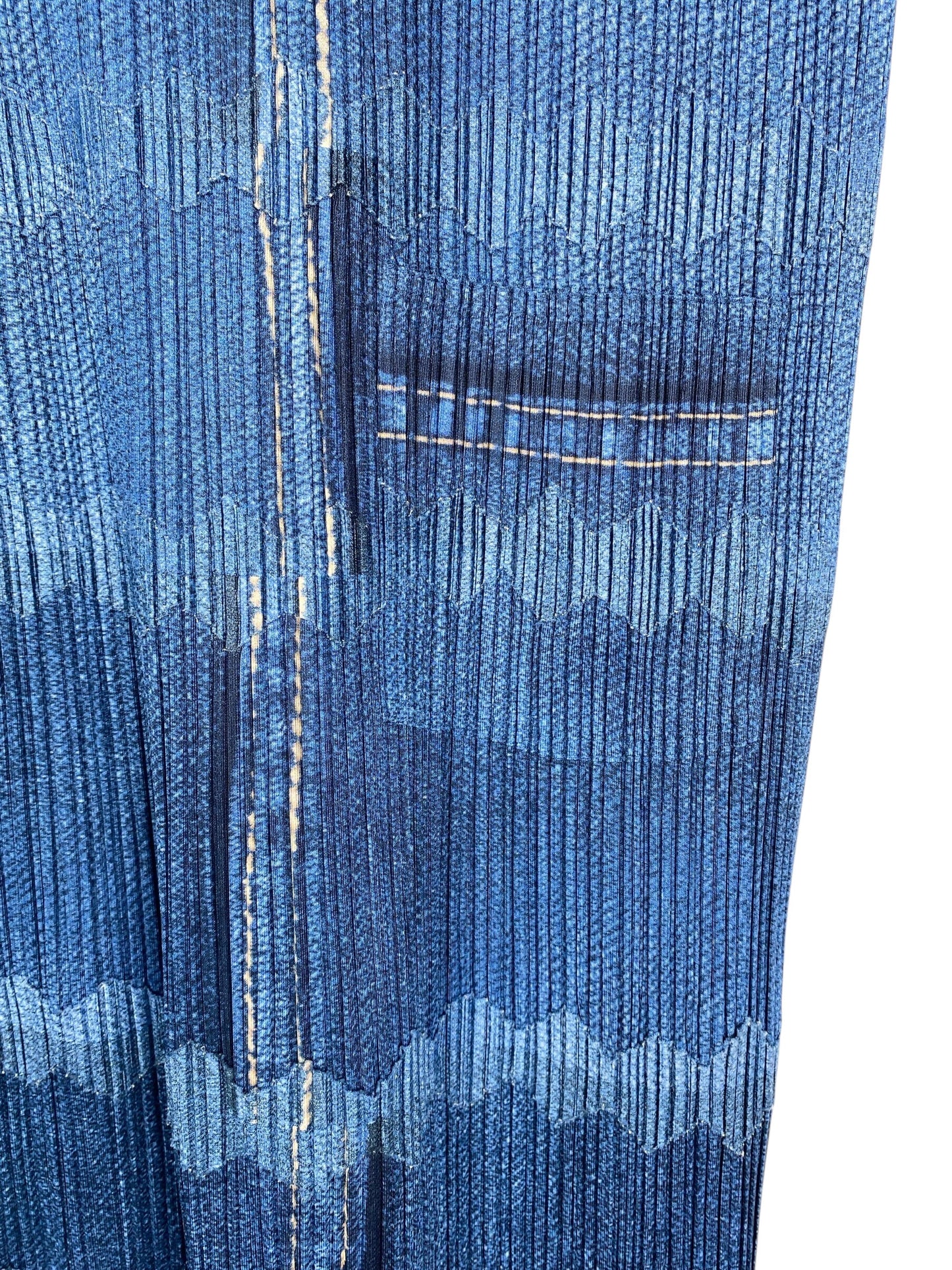 ISSEY MIYAKE PLEATS PLEASE denim tromp loeil print dress