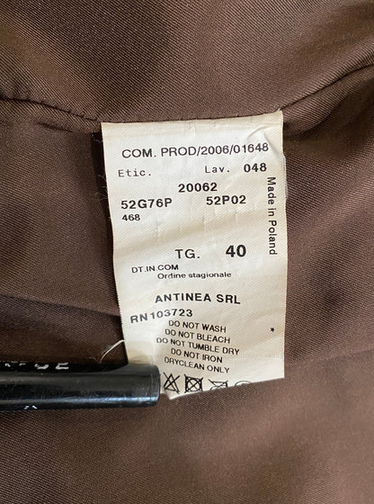 EMPORIO ARMANI Brown Leather Zip Up Jacket 40IT