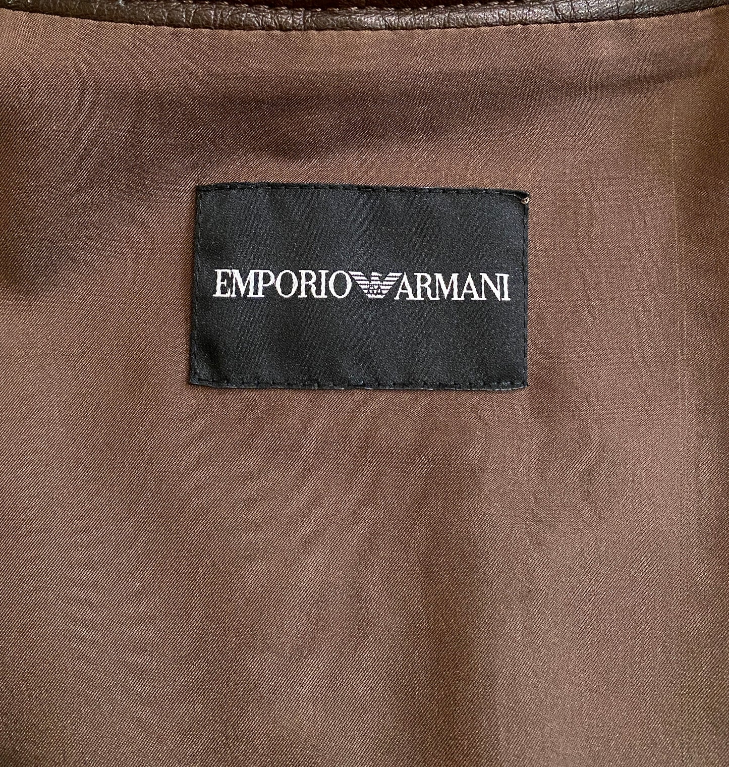EMPORIO ARMANI Brown Leather Zip Up Jacket 40IT