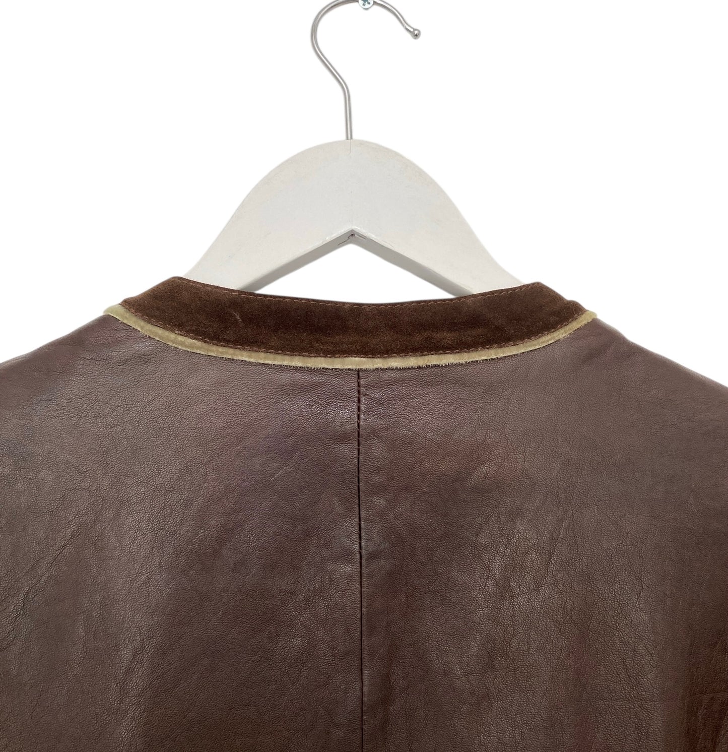 EMPORIO ARMANI Brown Leather Zip Up Jacket 40IT